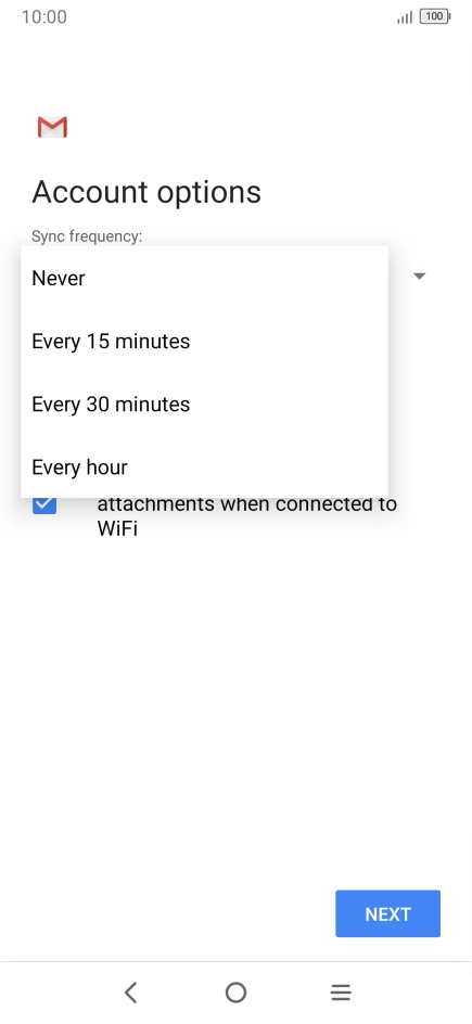 Press the required setting.