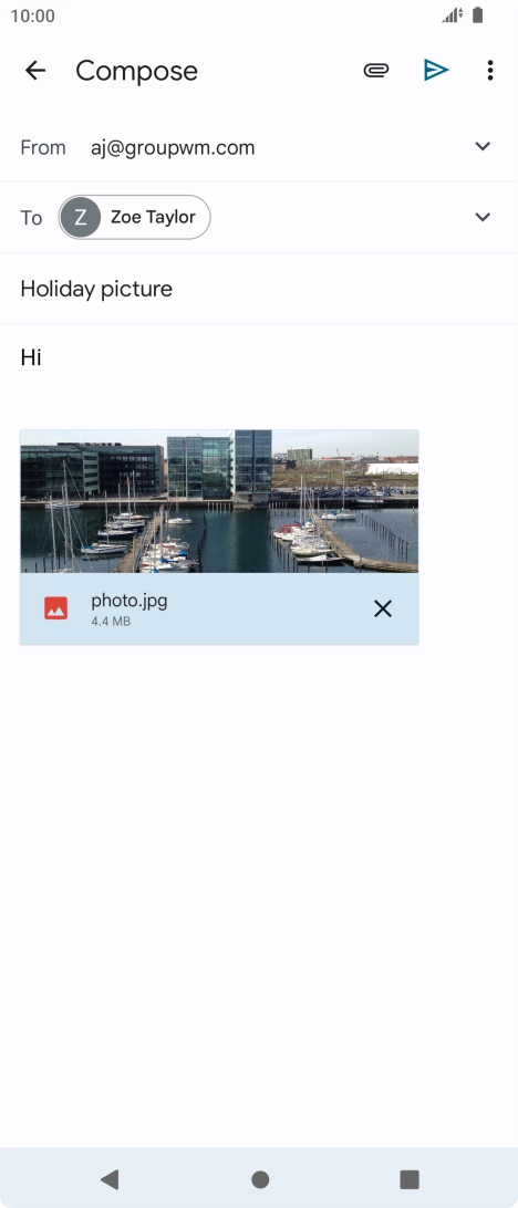 Press the send icon when you've finished your email.
