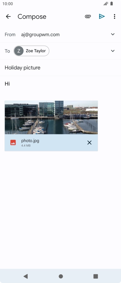 Press the send icon when you've finished your email.