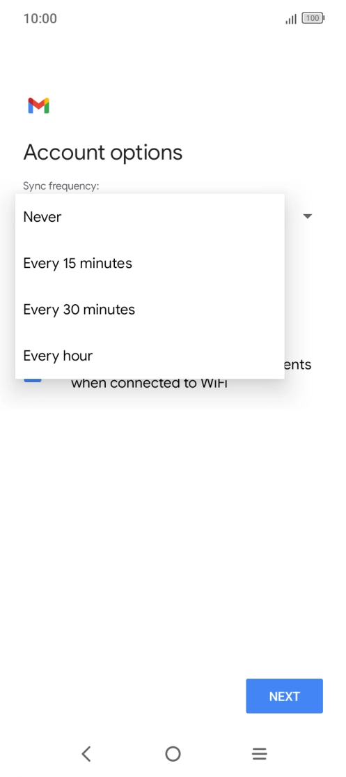 Press the required setting.