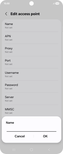 Key in EE Internet and press OK.