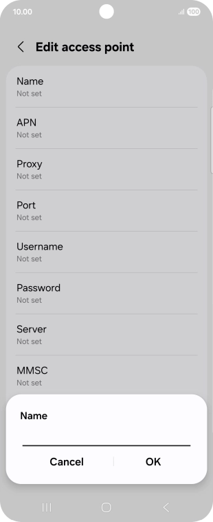 Key in EE Internet and press OK.