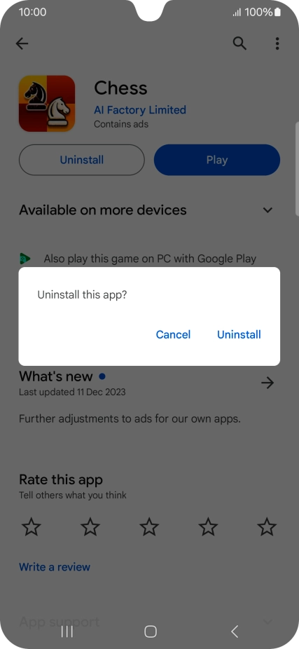 Press Uninstall.