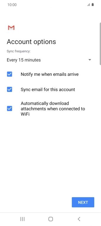 If this screen is displayed, you email account has been recognised and set up automatically. Follow the instructions on the screen to key in more information and finish setting up your phone.