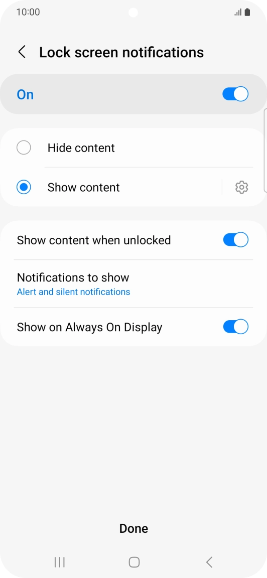 Press the required settings to turn them on or off.