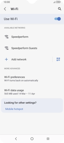Press the required Wi-Fi network.