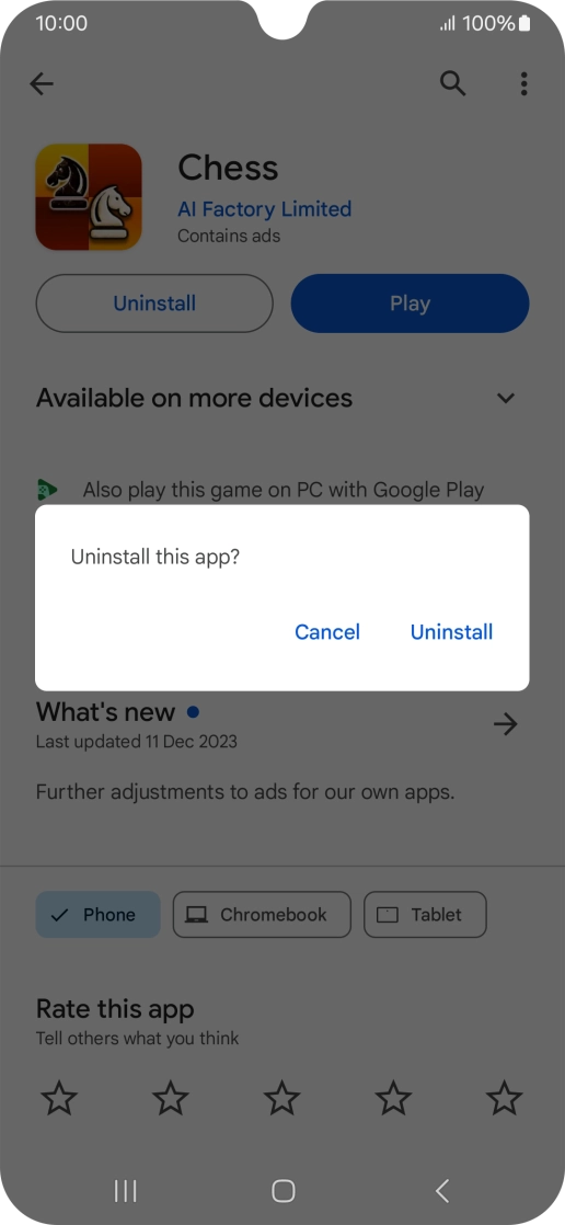 Press Uninstall.