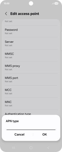 Key in default and press OK.