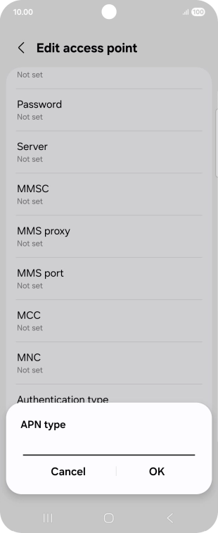 Key in default and press OK.