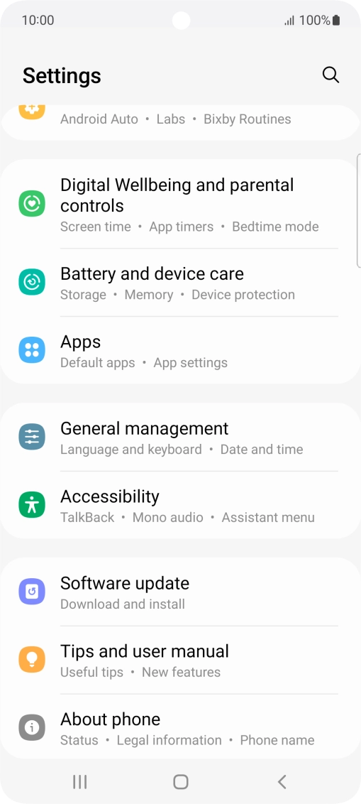 Press Battery and device care.
