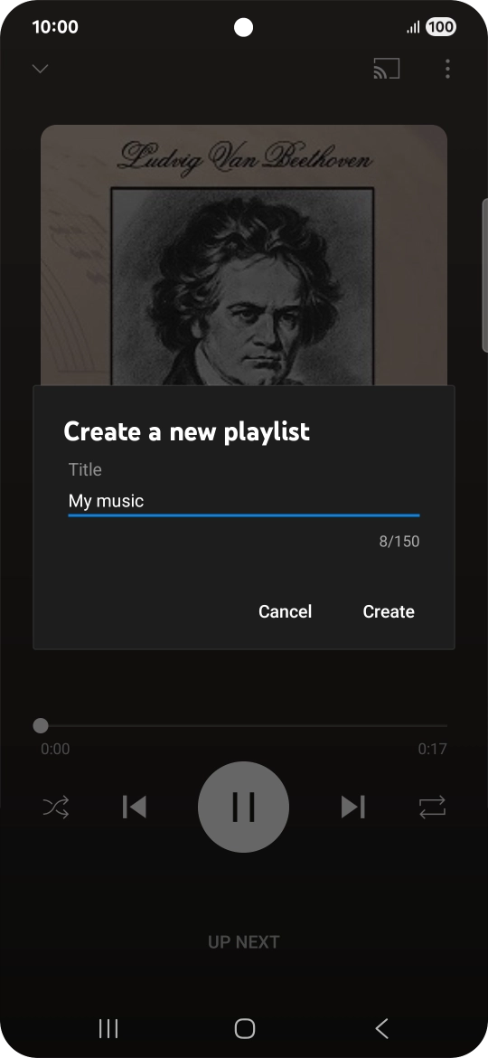 Key in a name for the playlist and press Create.