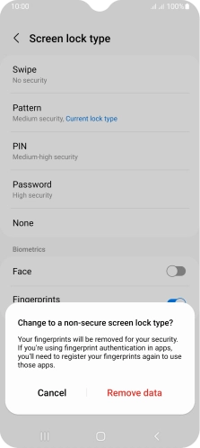 Press Remove data.