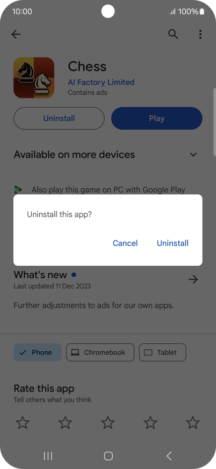 Press Uninstall.
