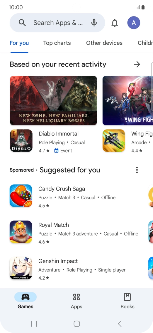 Press the search field.