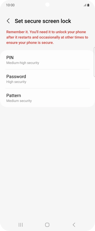 Press the required phone lock code and follow the instructions on the screen to create an additional phone lock code.