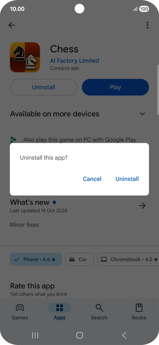 Press Uninstall.