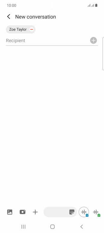 Press the text input field and write the text for your MMS.