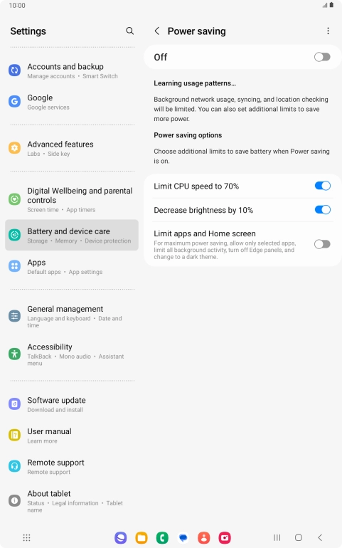 Press the indicators next to the required settings.