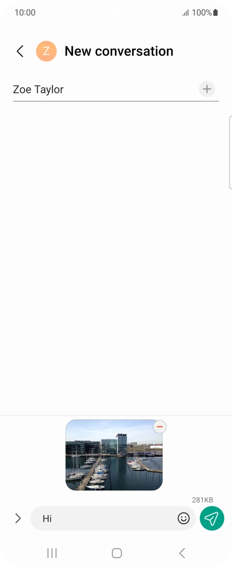 Press the send icon when you've finished your MMS.
