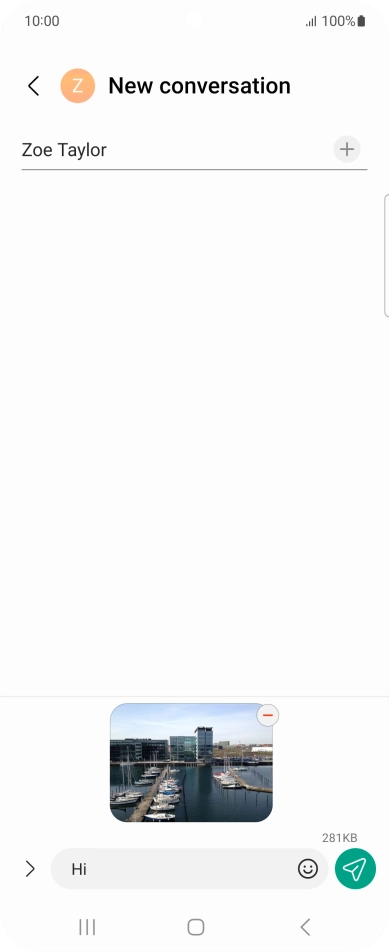 Press the send icon when you've finished your MMS.