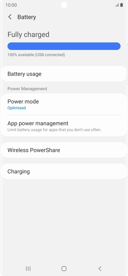 Press Power mode.