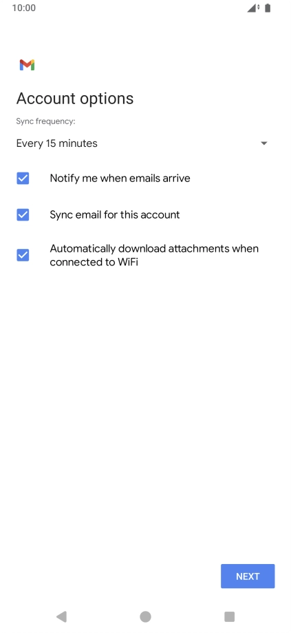 If this screen is displayed, you email account has been recognised and set up automatically. Follow the instructions on the screen to key in more information and finish setting up your phone.