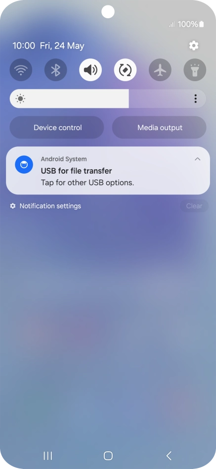 Press Tap for other USB options..