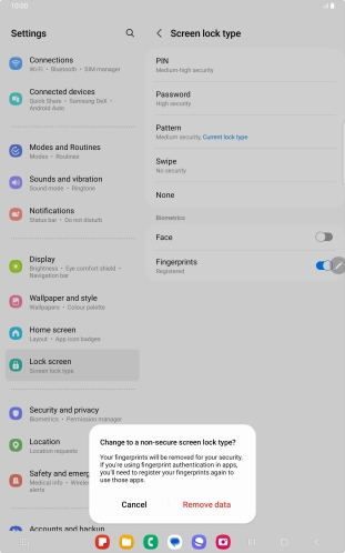 Press Remove data.