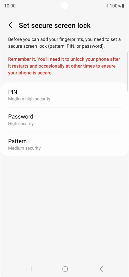 Press the required phone lock code and follow the instructions on the screen to create an additional phone lock code.