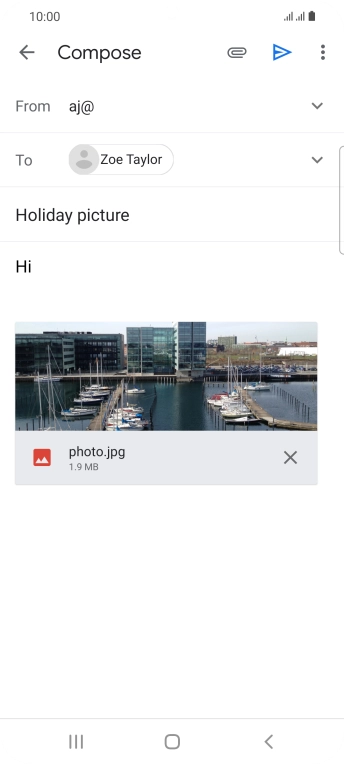 Press the send icon when you've finished your email.