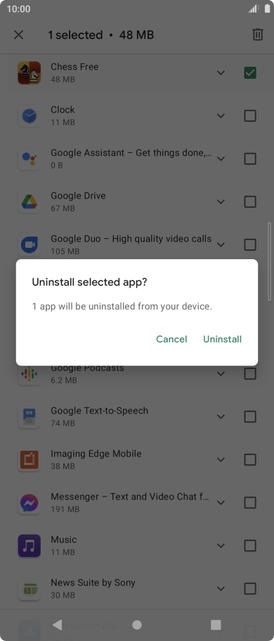 Press Uninstall.