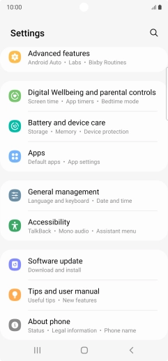 Press Battery and device care.