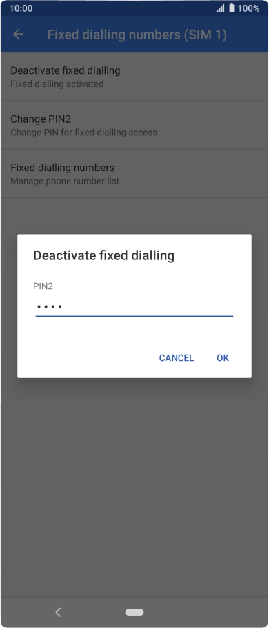 Key in your PIN2 and press OK. The default PIN2 is 0000.