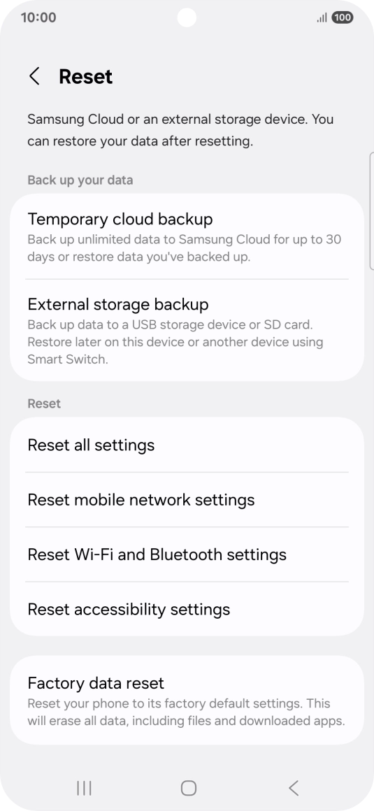 Press Factory data reset.