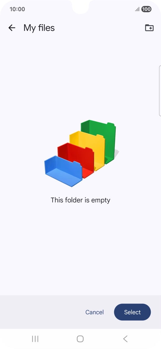 To create a new folder, press the new folder icon and follow the instructions on the screen to create a new folder.