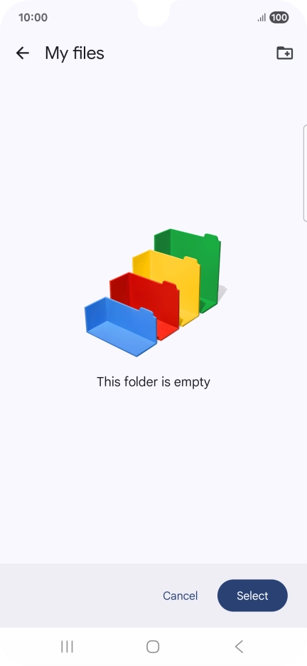 To create a new folder, press the new folder icon and follow the instructions on the screen to create a new folder.