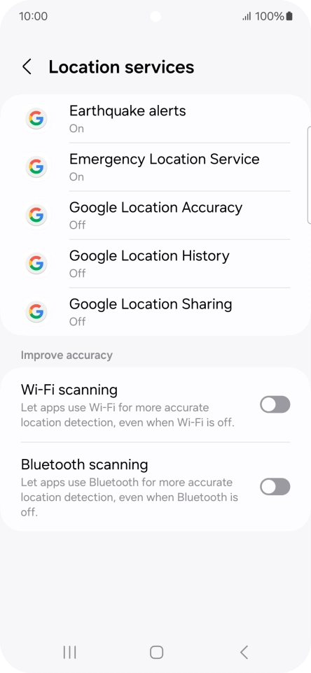 Press Google Location Accuracy.