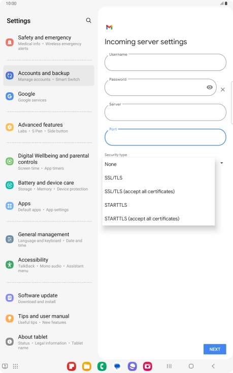Press SSL/TLS.
