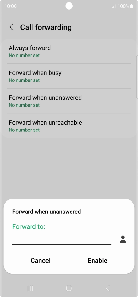 Key in +447953222222 and press Enable.