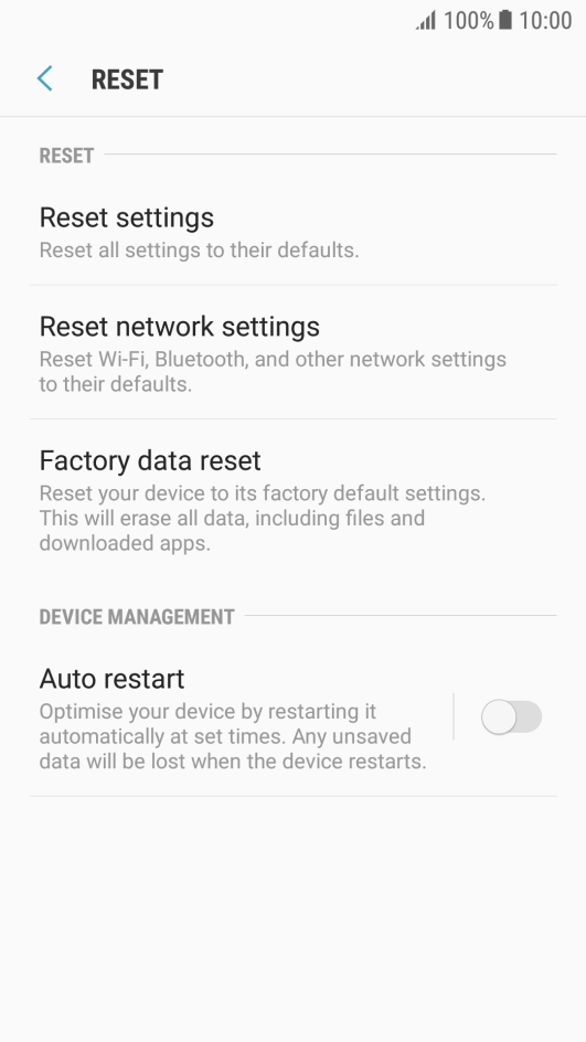 Press Factory data reset.