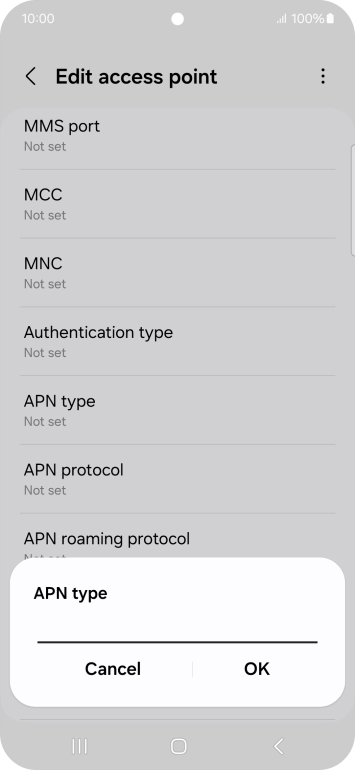 Key in default and press OK.