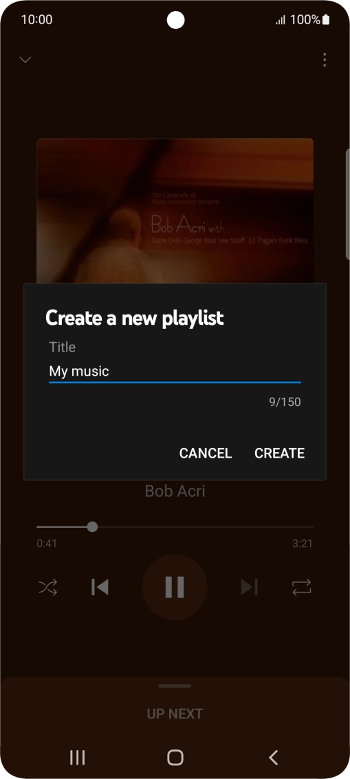 Key in a name for the playlist and press CREATE.