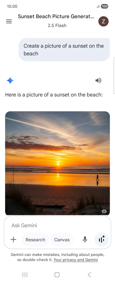 You can also ask Gemini to generate a picture based on your description.