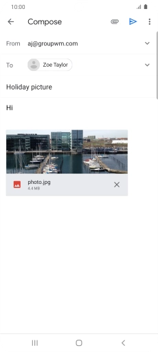 Press the send icon when you've finished your email.