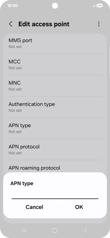 Key in default and press OK.