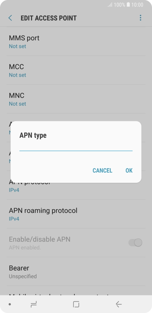 Key in default and press OK.