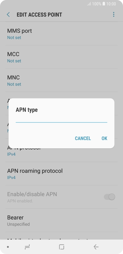 Key in default and press OK.