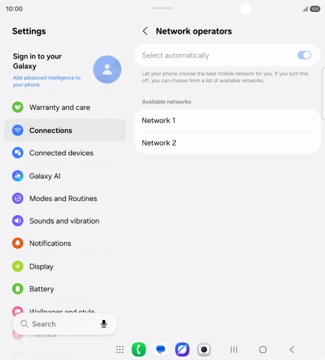 Press the required network.