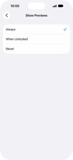 To select notification preview on the lock screen, press Always.