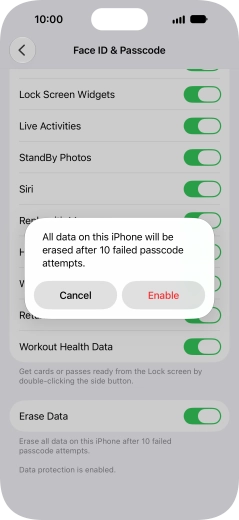 If you turn on the function, press Enable. If you turn on the function, press Enable.
